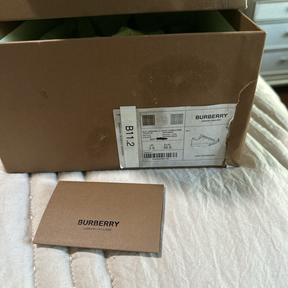 Burberry Beige and White Check Sneakers - Picture 4 of 4